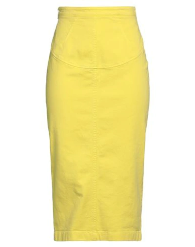N°21 Woman Midi Skirt Yellow Size 10 Cotton, Elastane