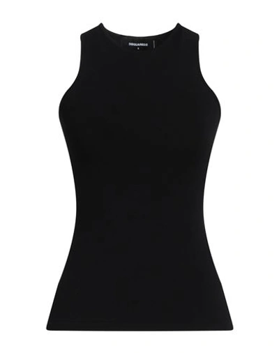 Dsquared2 Woman Tank Top Black Size L Viscose, Polyester