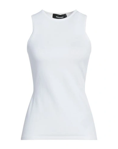 Dsquared2 Woman Tank Top White Size L Viscose, Polyester