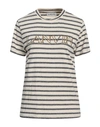 Lanvin Striped Crew Neck T-shirt With Short Sleeves In White