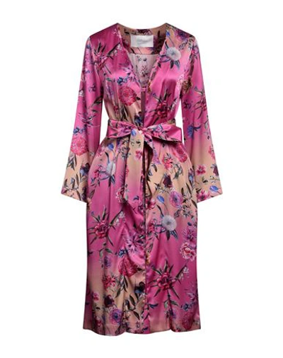 813 Ottotredici Woman Midi Dress Fuchsia Size M Silk, Elastane In Pink