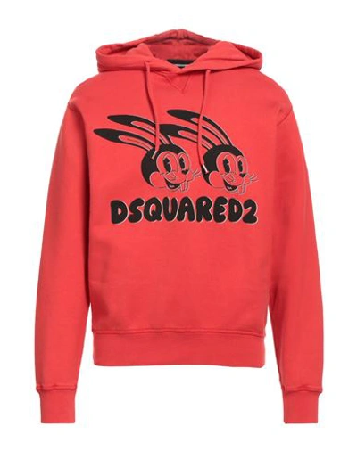 Dsquared2 Man Sweatshirt Coral Size L Cotton In Red