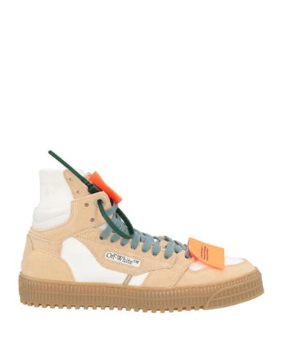 Off-white Man Sneakers Sand Size 8 Soft Leather, Textile Fibers In Beige