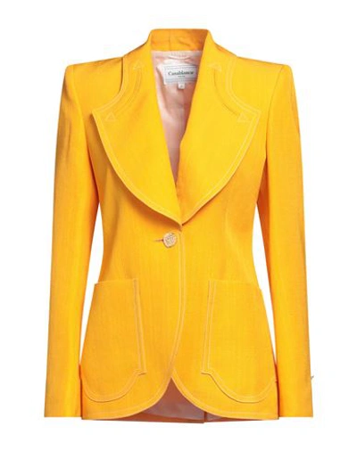 Casablanca Woman Blazer Ocher Size 8 Viscose, Silk In Yellow