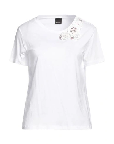 Pinko Woman T-shirt White Size M Lyocell, Cotton