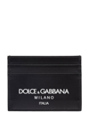 DOLCE & GABBANA BLACK CARD-HOLDER WITH CONTASTING LOGO PRINT IN LEATHER MAN