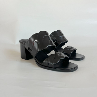 Pre-owned Hermes Hermès Agneu Noir Gaby 60 Sandals, 38