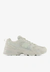 New Balance Womens Moonbeam Men's Mr530logo-embossed Leather And Mesh Low-top Trainers In Beige