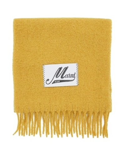 Marni Logo Patch Scarf Scarves, Foulards Yellow In 黄色的