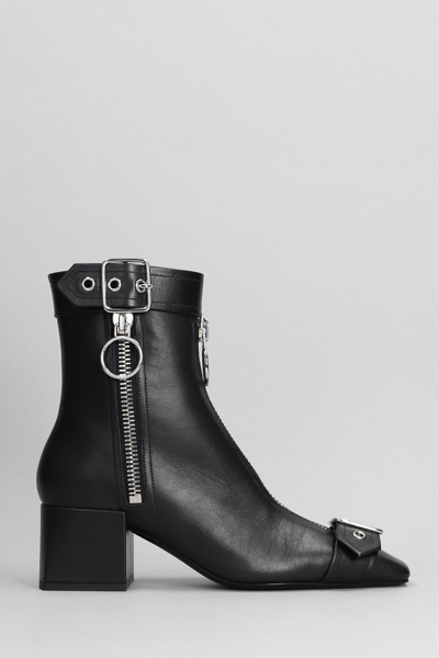 Courrèges Low Heels Ankle Boots In Black Leather In 9999 Black