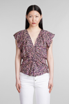 Isabel Marant Lonea Printed Center Ruched Blouse In Multicolor