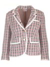 Thom Browne Check-pattern Buttoned Tweed Jacket In Multicolor