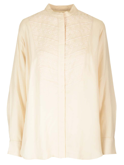 Marant Etoile Britten Embroidered Shirt In Ecrù