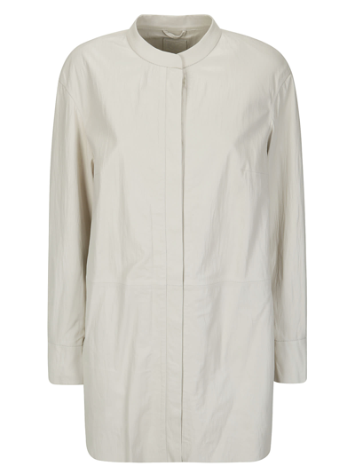 Desa 1972 Leather Shirt In Marble White