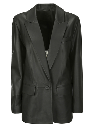 Desa 1972 Leather Blazer Jacket In Black