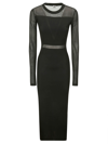 Totême Toteme Semisheer Long Sleeve Knit Cocktail Dress In Black