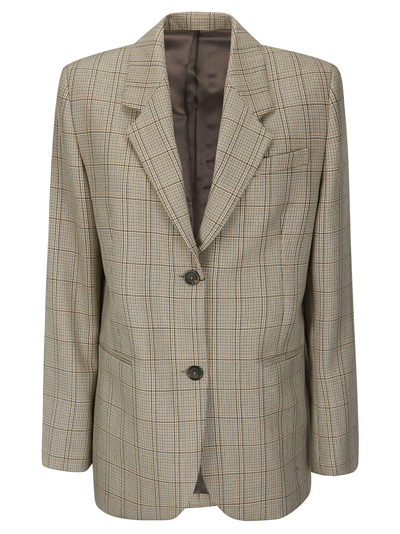 Totême Windowpane-check Suit Jacket In Beige