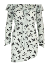 Alessandra Rich Rose Print Silk Mini Dress In Light Blue