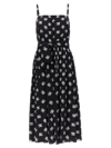Dolce & Gabbana Printed Waist Belted Dress With Pleated Skirt In White/black