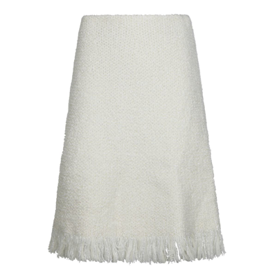 Chloé Knitted Fringed Mini Skirt In Iconic Milk