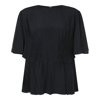 Chloé Drape-detailed Crewneck Top In Ink Navy