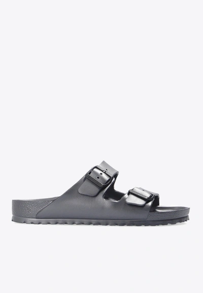 Birkenstock Arizona Logo-detail Slides In Gray