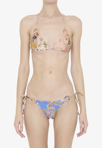 Zimmermann August Spliced Ring Tie Bikini In Multicolor