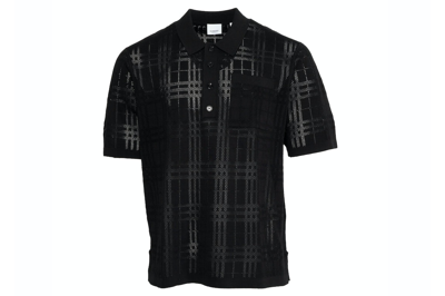Pre-owned Burberry Checked Oversize Polo Shirt Black