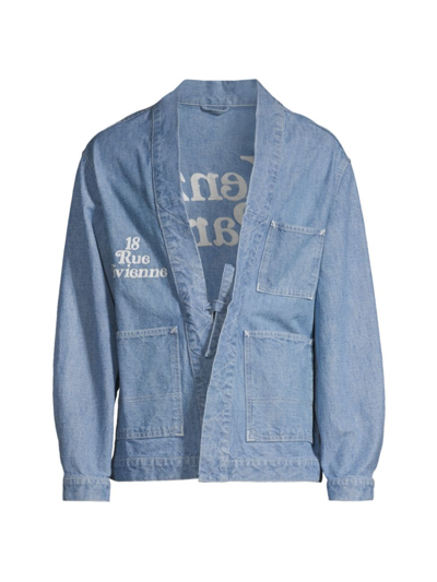 Kenzo By Verdy Embroidered Kimono In Stone Bleached Blue Denim