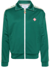 CASABLANCA GREEN LOGO-APPLIQUÉ ZIP-UP SWEATSHIRT