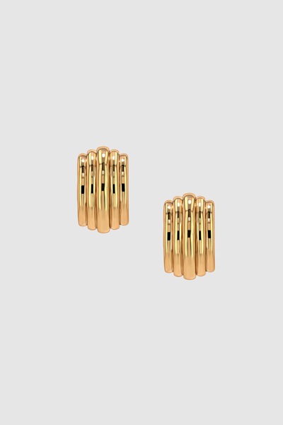 Anine Bing Chunky Ribbed Earrings In Gold In 14k Gold