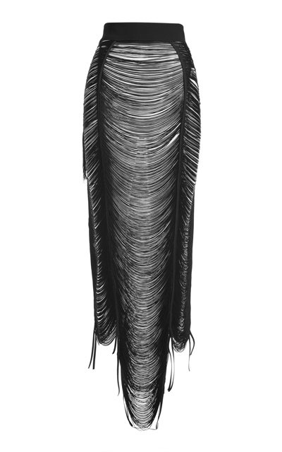 Maticevski Charming Fringed Midi Skirt In Black