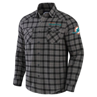 Nfl X Darius Rucker Collection By Fanatics Gray Miami Dolphins Flannel Long Sleeve Button-up Shirt