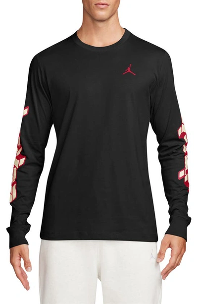 Jordan Jumpman Long Sleeve Graphic T-shirt In Black/ Gym Red/ Gym Red