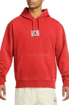 Jordan Flight Essentials Washed Fleece Cotton Hoodie In Red