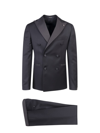 Tagliatore Fitted Double-breasted Suit In Blue