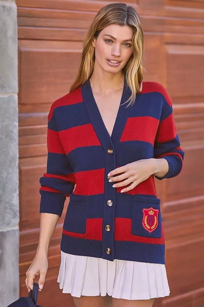 The Upside Roosevelt Piper Knit Cardigan In Red