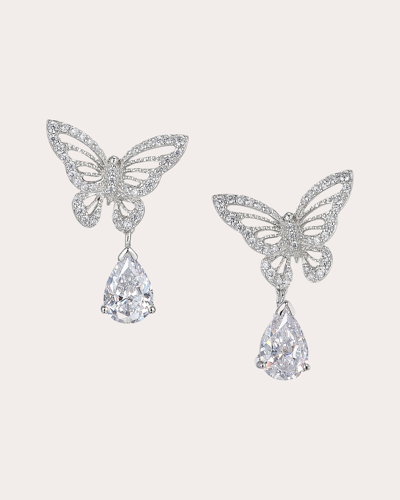 Anabela Chan Women's Diamond Butterfly Drop Earrings In Silver