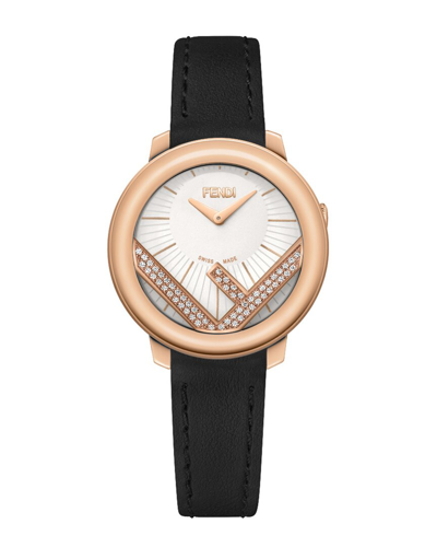 Fendi Women's Run Away Diamond Watch In Black