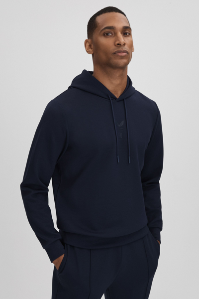 Reiss Chase - Midnight Navy Castore Jersey Drawstring Hoodie, Xxl