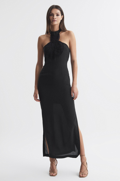 Joslin Silk Halterneck Maxi Dress In Sandwash Black