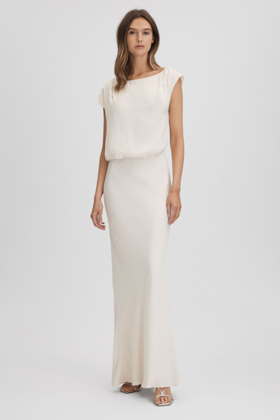 Reiss Rupa - Ivory Draped Maxi Dress, Us 0