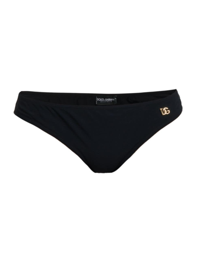 Dolce & Gabbana Women's Logo Low-rise Bikini Bottom In Nero