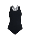 Dolce & Gabbana Black Swimsuit With Branded Criss-cross Straps In Stretch Polyamide Woman In Nero