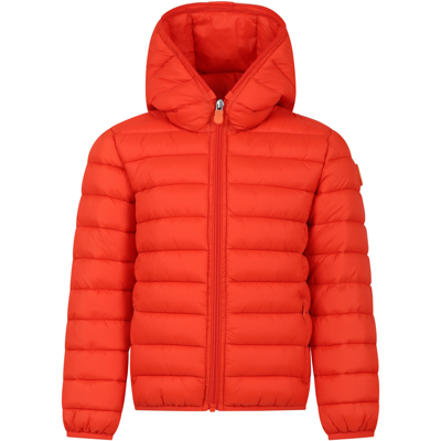 Save The Duck Kids' Red Dony Down Jacket For Boy With Logo