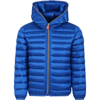 SAVE THE DUCK BLUE DOWN JACKET IRIS FOR GIRL WITH LOGO