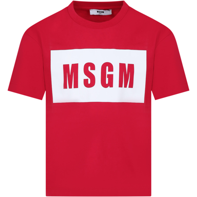 Msgm Kids' Fuchsia T-shirt For Girl With Logo