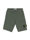 Stone Island Compass-badge Jersey Shorts In Olive
