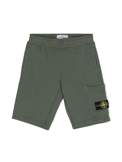 Stone Island Kids' Compass-badge Jersey Shorts In Green