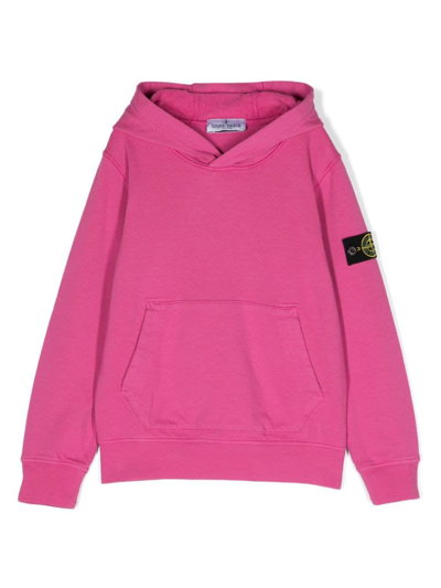 Stone Island Kids' Hoodie Mit Kompass-patch In Pink